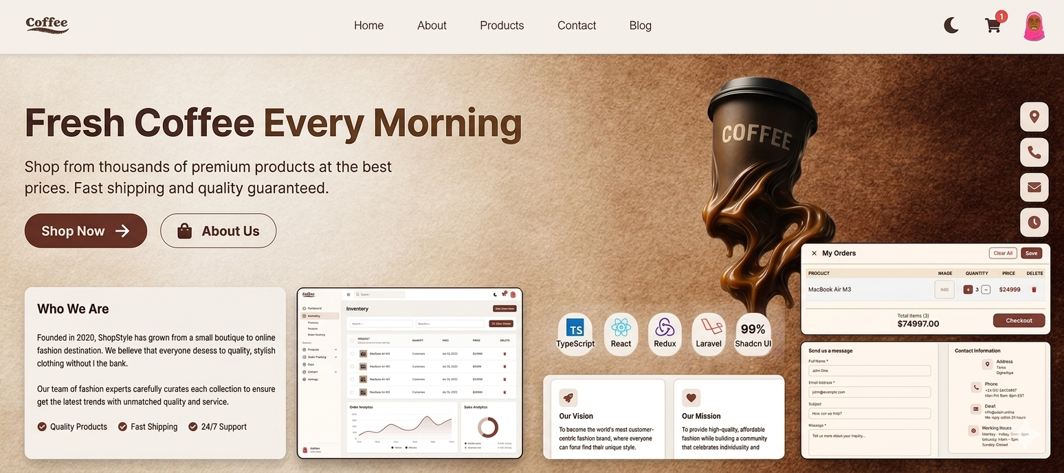 Coffee-Shop: High-End E-commerce Platform with Full Dashboard